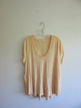 We The Free Dijon Mustard Yellow XL Scoop Neck Short Sleeve Layered Tunic